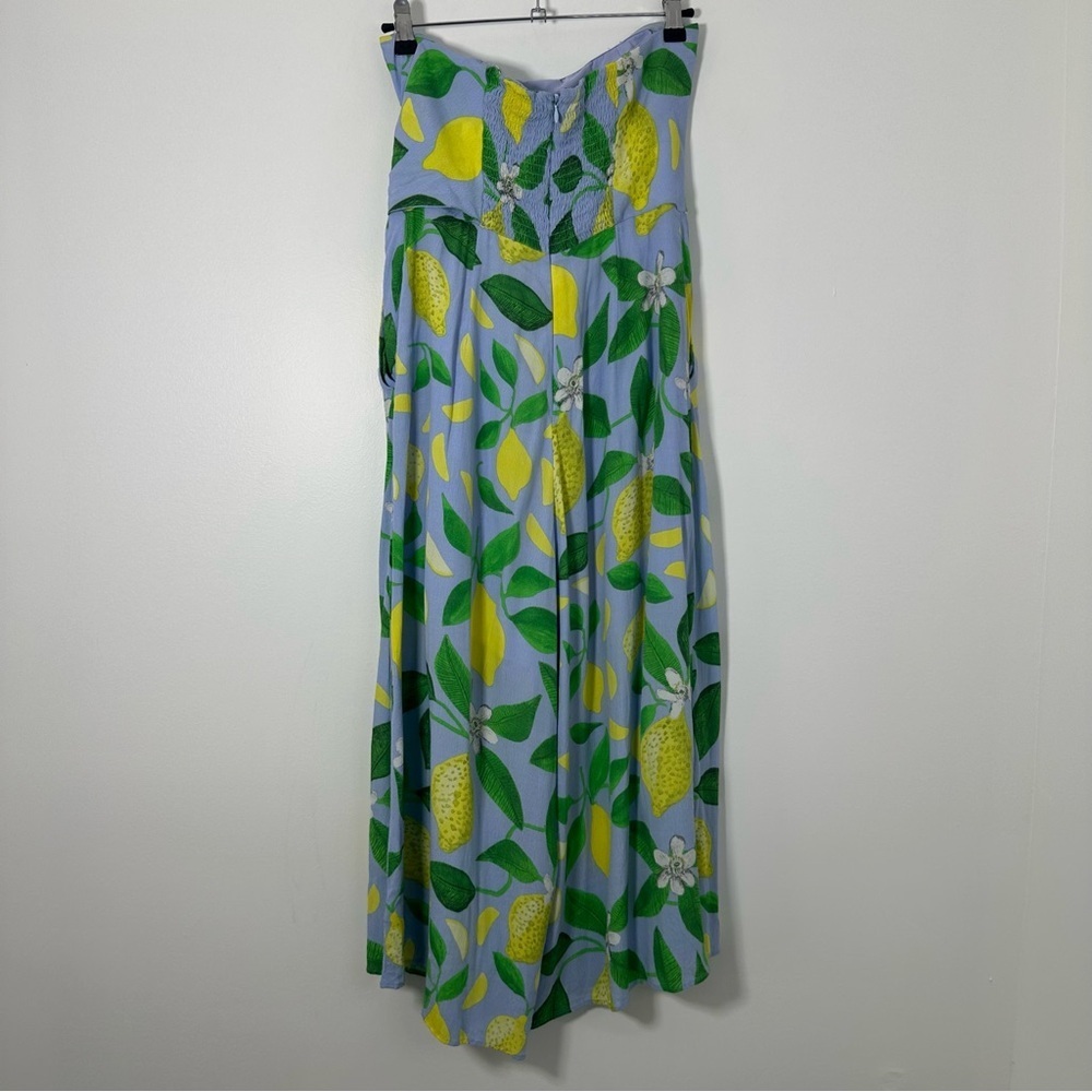 Anthropologie Maeve Lemons Grove Wide Leg Cropped Strapless Jumpsuit Size 6 - Picture 3 of 9
